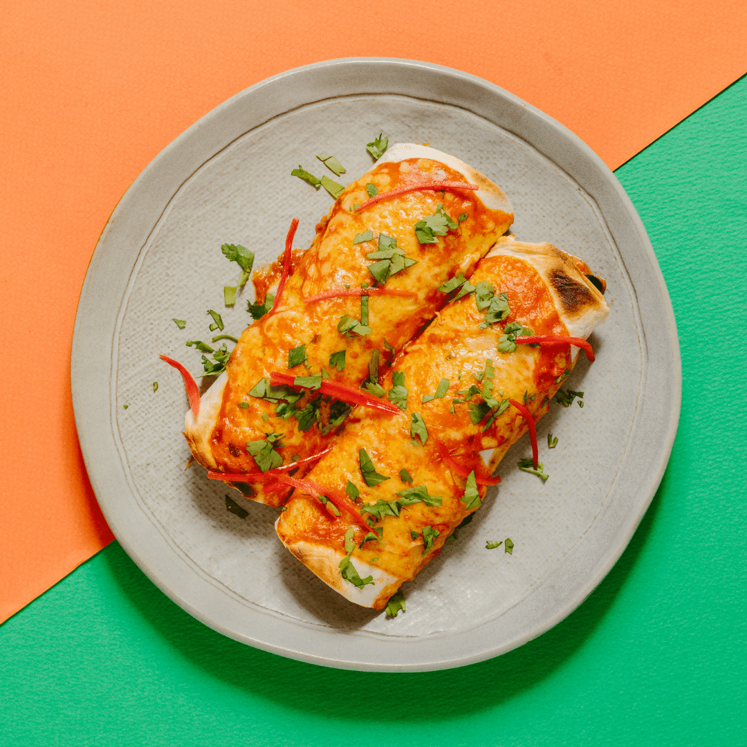 Black Bean, Broccoli & Bell Pepper Enchiladas with Spanish Rice