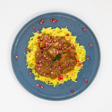 Fesenjan Persian Pomegranate & Walnut Chicken Stew with Saffron Rice