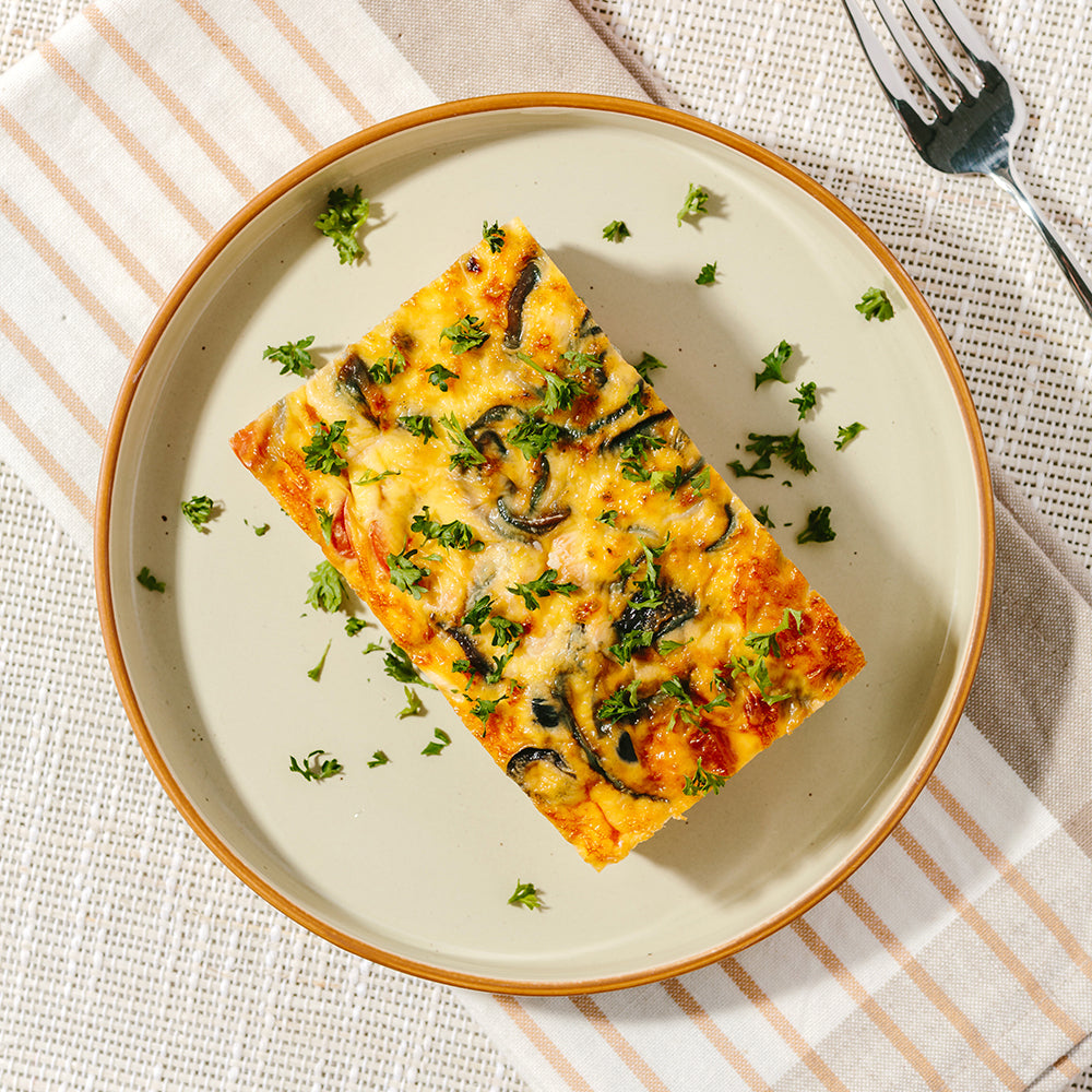 Smoked Salmon Fritatta with Sliced Red Onion, Spinach & Cream Cheese ...