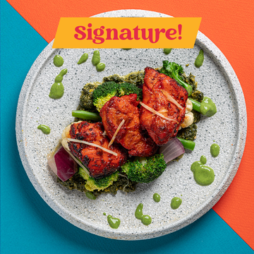 Signature: Tandoori Chicken with Cauliflower, Green Beans, Roasted Onions, Palak & Mint Yoghurt