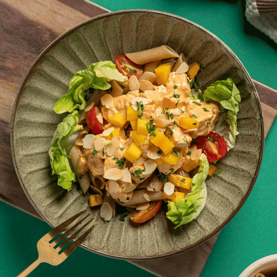 Coronation Chicken Salad with Mango, Almonds & Butter Lettuce (Whole Wheat Penne Pasta)