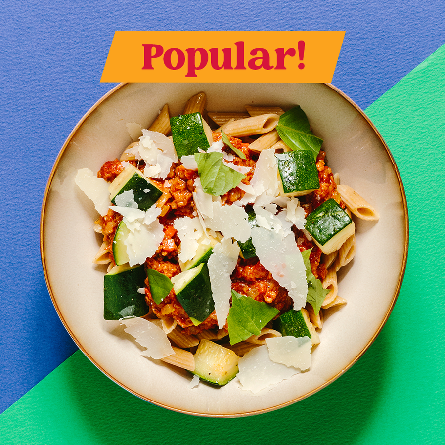 Beyond Beef Bolognese with Zucchini & Whole Wheat Penne