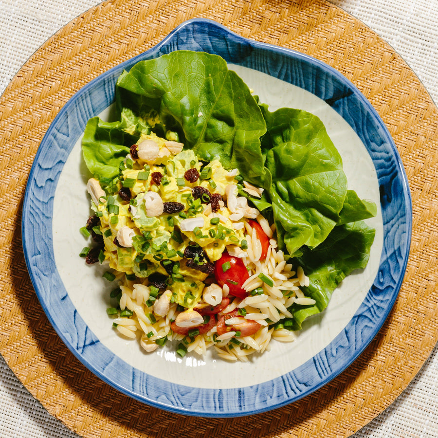 Curry Chicken Salad  with Butter Lettuce, Green Apples, Raisins & Toasted Cashews (Orzo)